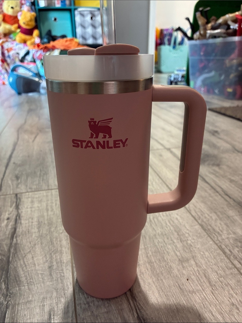 Stanley Pink Travel Mug with Handle and Flip Lid
